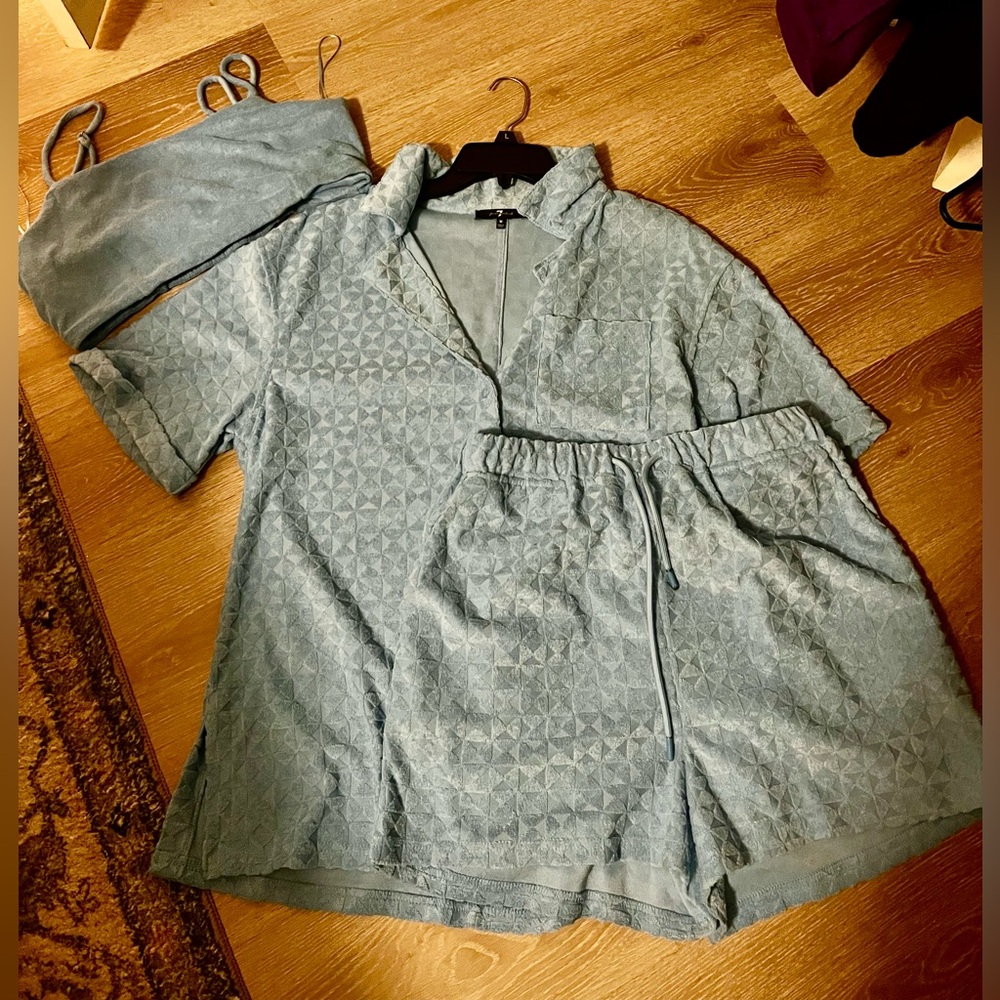 7 For All Mankind Light Blue Lounge Set